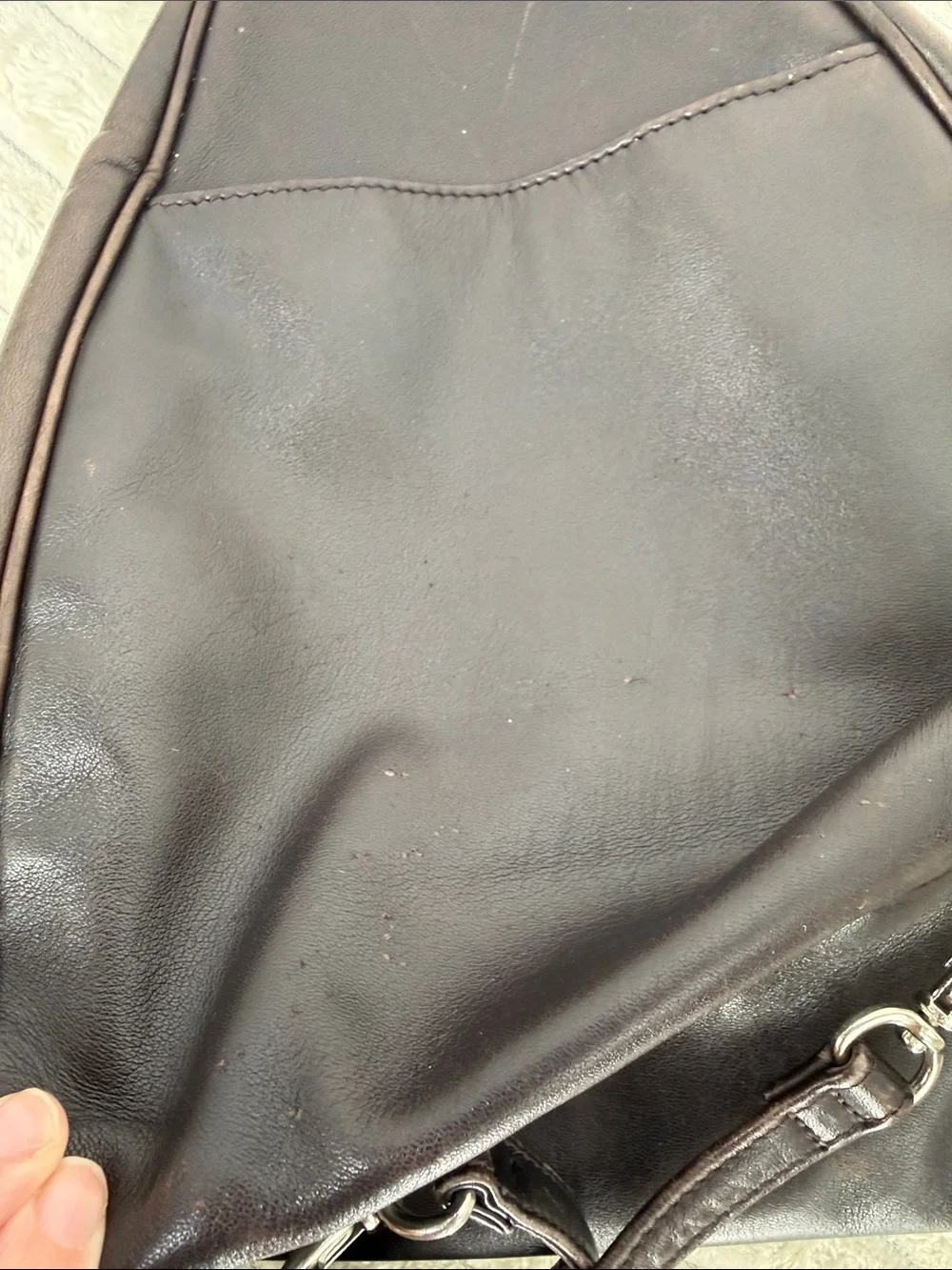 Vintage Nine West Dark Brown Leather Sling Backpack